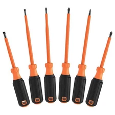 KLEIN TOOLS 85076INS Screwdriver Set, 1000V Insul, 6 Pc 802NV6