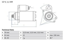 BOSCH Starter Motor for Volkswagen T-Cross DKRF 1.0 December 2018 to Present 