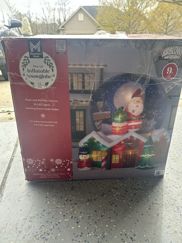 Members Mark 9’ Inflatable Snowglobe Christmas  Huge Swirling Snow
