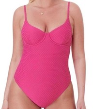 Andie Swim The Bermuda One Piece Terry Dots Swimsuit Pink size S D/DD NWT