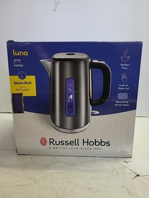Russell Hobbs Quiet Boil Wasserkocher Luna Grey mit beleuchteten Wasserfenstern - 23211