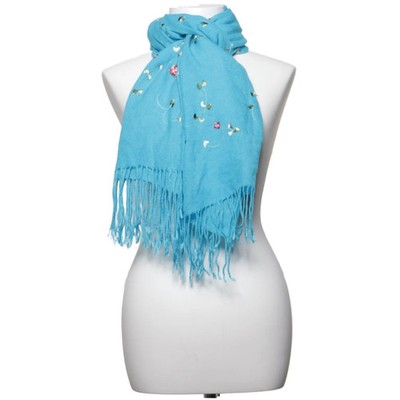 Pashmina, Schal, Damen, Seide, Blau/Mehrfarbig, Blumen, 190 cm, 70 #gFu