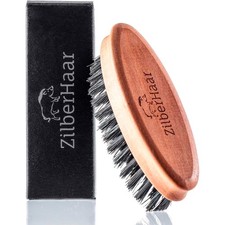ZilberHaar - Pocket Mustache and Beard Brush - Soft Boar Bristles and Pearwoo...