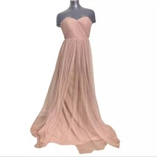 jenny yoo collection pale pink dress formal maxi prom bridesmaid strapless sz 4