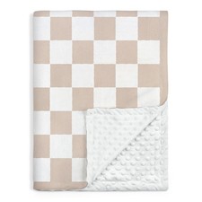 Checkered Minky Baby Blanket 30 x 40 Inches for Boys Girls, Soft Plush Receiv...