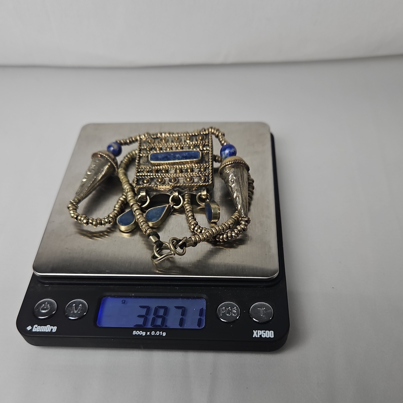 Ethnic Middle Eastern Silver Pendant Necklace wit… - image 5