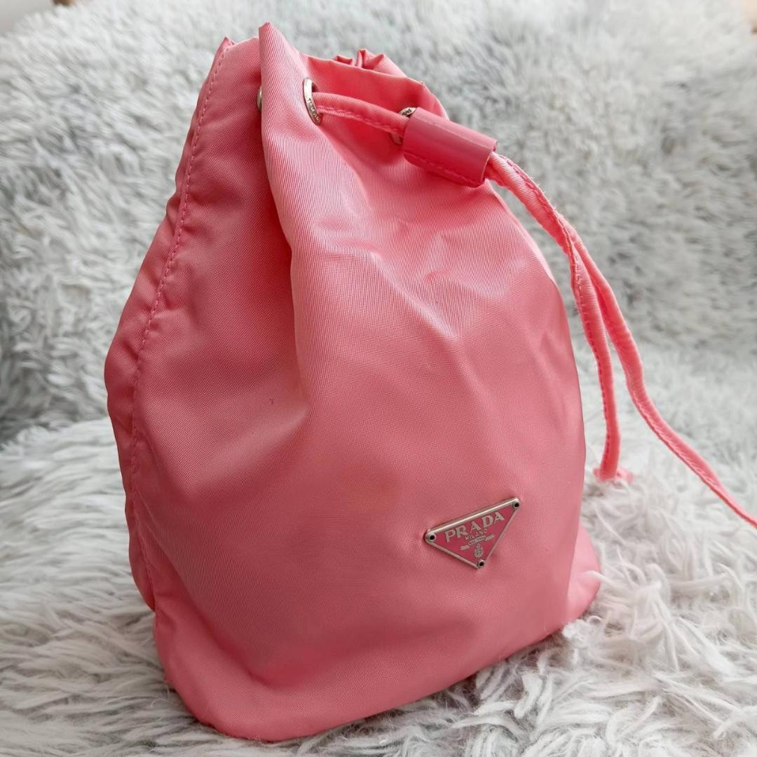 Prada drawstring bag pouch triangular logo plate … - image 1