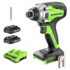 Greenworks 24V 1/4 inch Impact Driver 2650 in-lbs w/ 2 x2Ah Battery and Charger