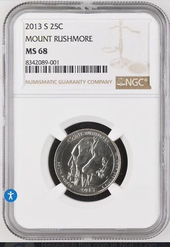 MS68 2013-S Washington Quarter Mount Rushmore NGC