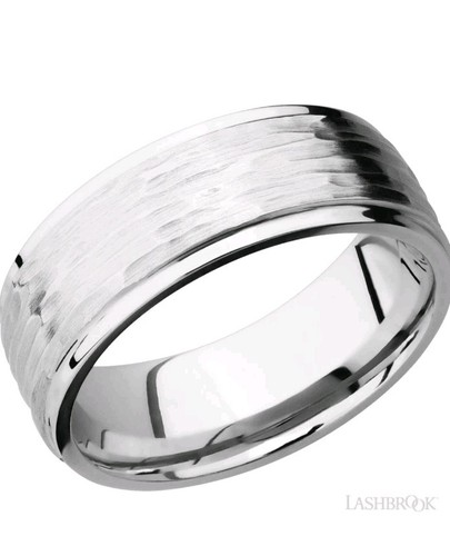 Lashbrook SAMPLE Size 10 14K White Gold Treebark H Polish Finish Men's Ring Band