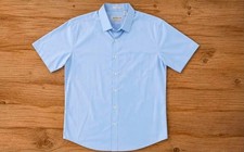 Van Heusen Men's Light Blue Short Sleeve Button Up Dress Shirt Size 17 