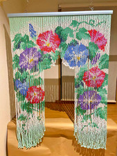 Showa Retro Beaded Noren Curtain Flower Morning Glory 85x119cm Vintage Japan