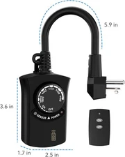 HBN Outdoor Light Timer with Remote Control, Waterproof Light Sensor Timer