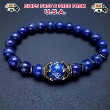 Lapis Lazuli Bracelet 8mm Round Healing Crystal Gemstone Beaded Stretch Bracelet