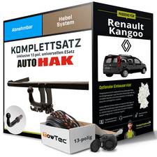 Für RENAULT Kangoo Typ KC,FC Anhängerkupplung abnehmbar +eSatz 13pol uni 97- NEU