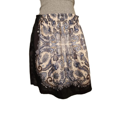 H&M Womens Blue Multi-color Paisley Print Sz M Elastic Waist Mini Skirt Pockets - Picture 1 of 7