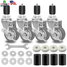3 Inches Prep Table Wheels, Expanding Stem Caster Wheels Set of 4 with Side Brak