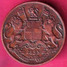 EAST INDIA COMPANY 1835 ONE QUARTER ANNA RARE COIN #P13