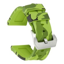 Silicone Watch Bands 24mm Soft Watch Band with Silver Buckle, Camo Light Green