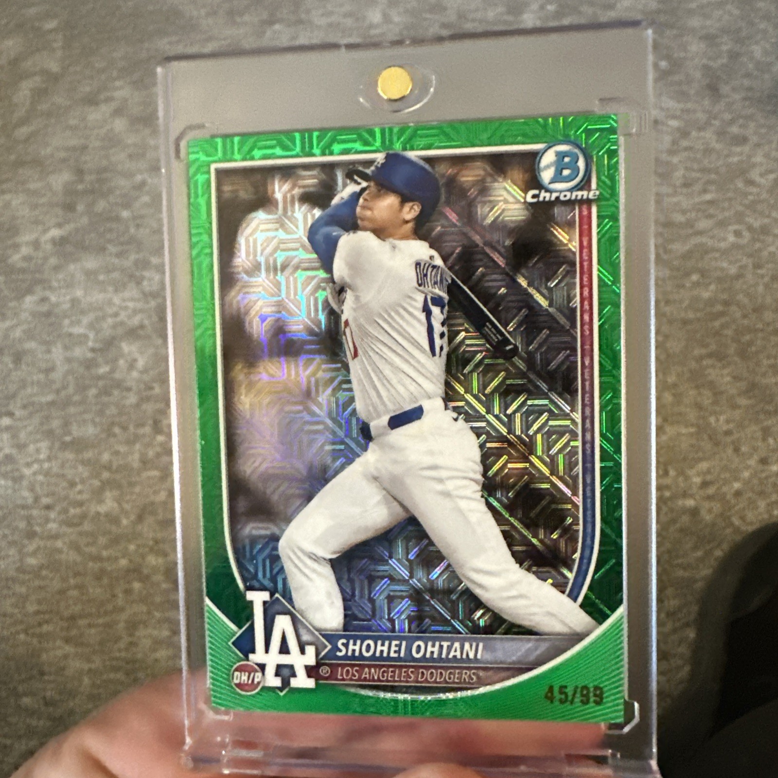 Shohei Ohtani 2025 Bowman Chrome Mega Box #17 Green Mojo Refractor