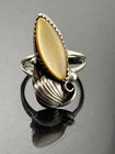 Vintage Native American Sterling Silver GOLDEN MOTHER OF PEARL Ring Shell Design
