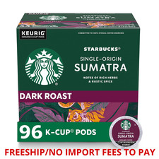 Starbucks K-Cup Coffee Pods, Dark Roast, Sumatra for Keurig Brewers, 96 pods