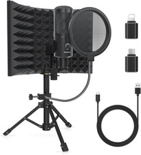 Studio Recording Microphone Isolation Shield Kit with Pop Filter Tripod Stand
