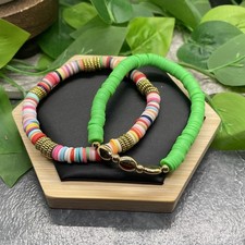 2 PC Set Heishi 7 Plus Stretch Bracelet Polymer Clay Beads B8199