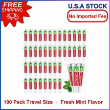 100 Tubes Travel Size Toothpaste in Bulk Disposable Mini 0.17 oz Mint Pocket