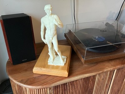 Renaissance Master Michelangelo's David 10'' Tall with carved wooden pedestal.