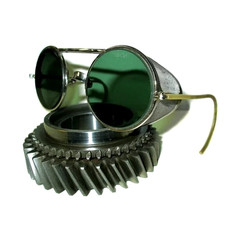 Antique Green Willson Sunglasses Goggles Old Vtg Steampunk Safety Glasses
