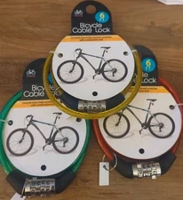 Bike Bicycle Cable Lock Combination 26" Heavy Duty Security 4-Code Multi Colors