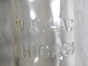 ANTIQUE SODA WATER BOTTLE CHICAGO ILLINOIS BY W.F. LAW