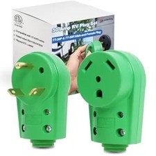 30 Amp RV Plug Male and Female Plug Set Green Camper Plug with Ha Color: Green