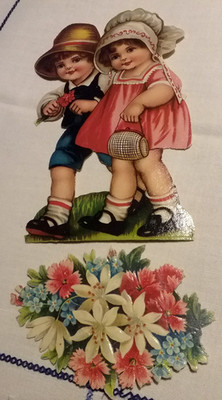 old wafers gloss pictures bundle beautiful, children flowers 1a, 7.5 x 12 cm