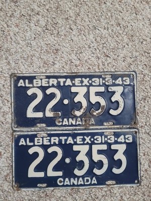 1943 Alberta license plates pair