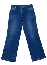 Vtg Wrangler Bootcut Stretch Blue Jean 31 x 30 Denim Cotton Lycra USA Made Mens