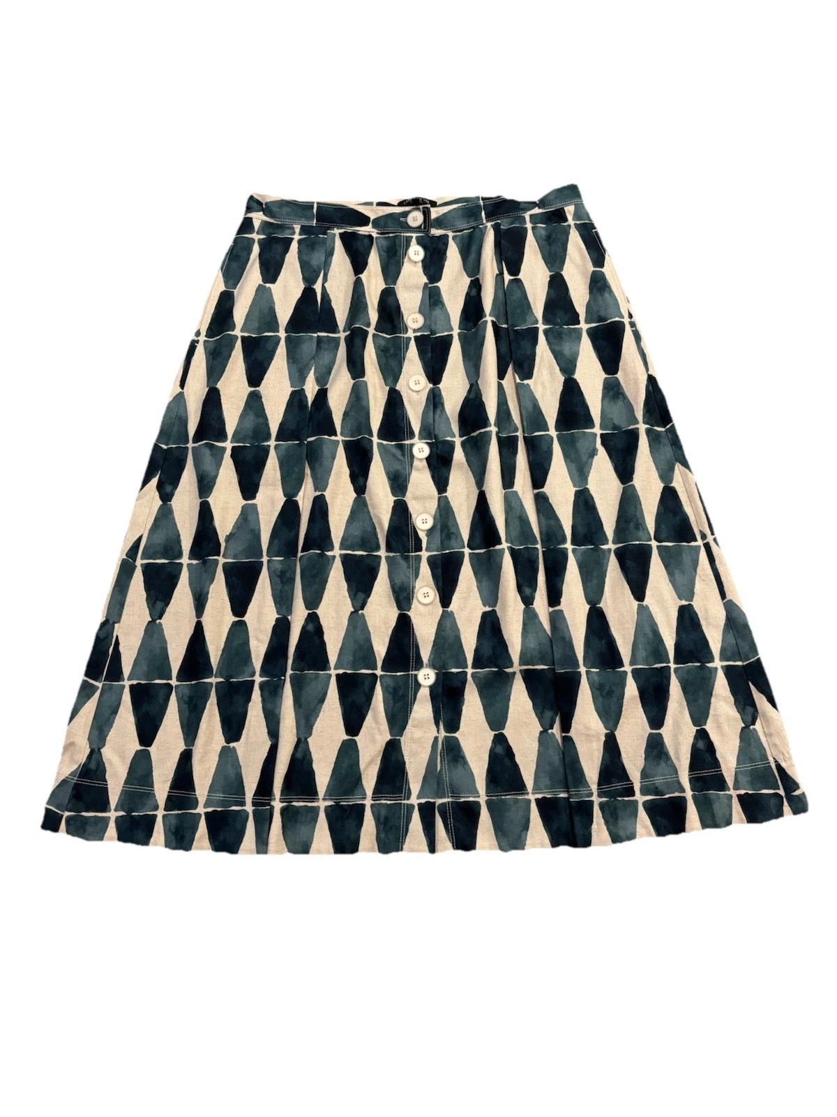 Lafayette 148 New York Midi Button Up Skirt Pockets Linen Blend Women’s 16