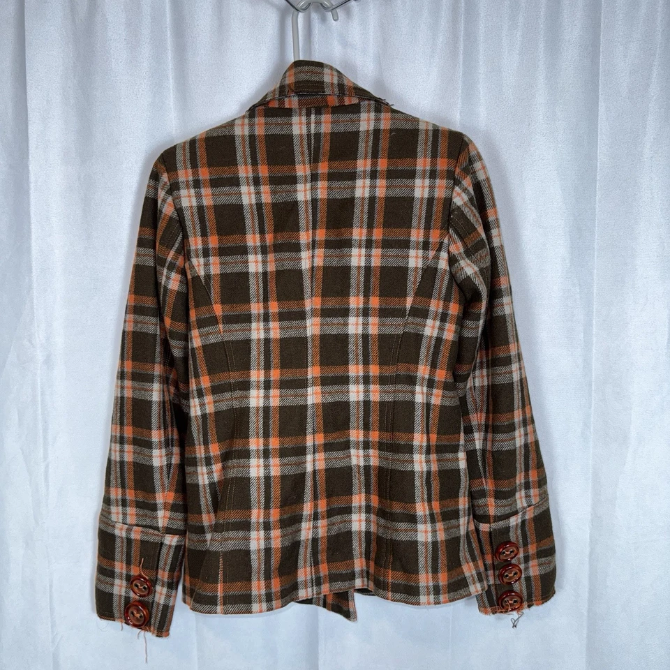 Abrigo BKE Hebilla Mujer Talla Pequeña Mezcla Lana Guisante Doble Pecho Cuadros Foto 3 de 4