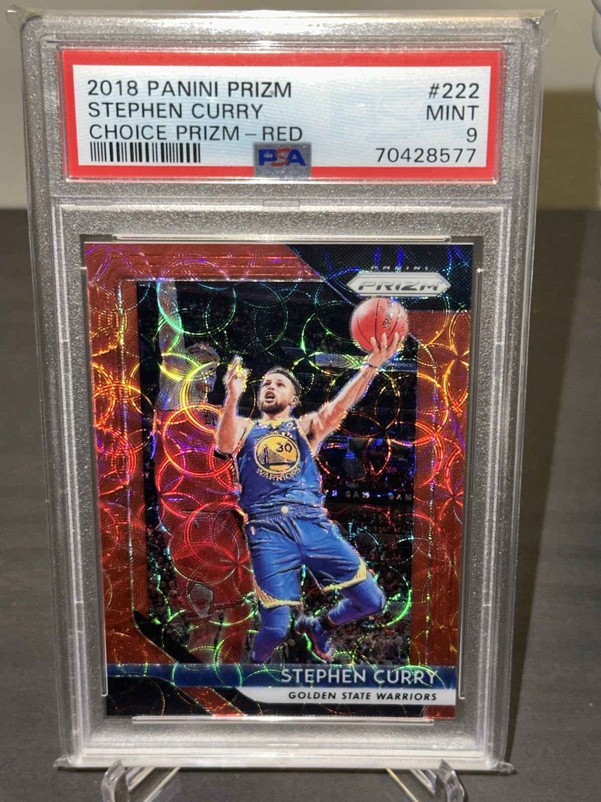 2018 Prizm Stephen Curry #222 CHOICE RED Prizm /88 - PSA 9 (POP 10)