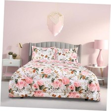 Size Comforter Set for Girls, Reversible 5 Pieces Bedding Full Pink Flower