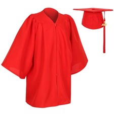 Matte Preschool Kindergarten Graduation Cap Gown Set with Year Charm Tassel