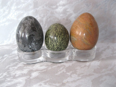 3 Eier Marmor Edelstein Halbedelstein Ei poliert Onyx Handschmeichler 7 / 6 cm