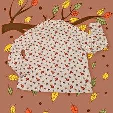 CROFT & BARROW Fall Leaves PUMPKIN Mock Neck Long Sleeve Shirt Women's PLUS 1X