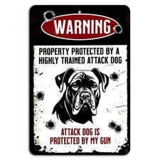 Warning Property Protected by Highly Trained Attack Dog Rustic Sign