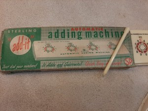 Vintage Sterling No. 565 Add-It Dial-A-Matic  Adding Machine w/Pen Original Box