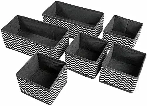 6Pcs Large Foldable Canvas Storage Boxes Folding Fabric Clothes Baskets - Image 2 of 4