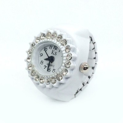 Legierung Digital Finger Uhr Ring Strass Inlay kompaktes Design 1,6 cm ID