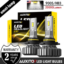 2x AUXITO 9005 HB3 LED Headlight Kit High Beam Fanless HID White 1:1 VS Halogen