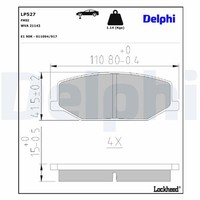 Delphi Bremsbelagsatz Scheibenbremse LP527 FüR SN Jimny Samurai Suzuki SJ413 OS